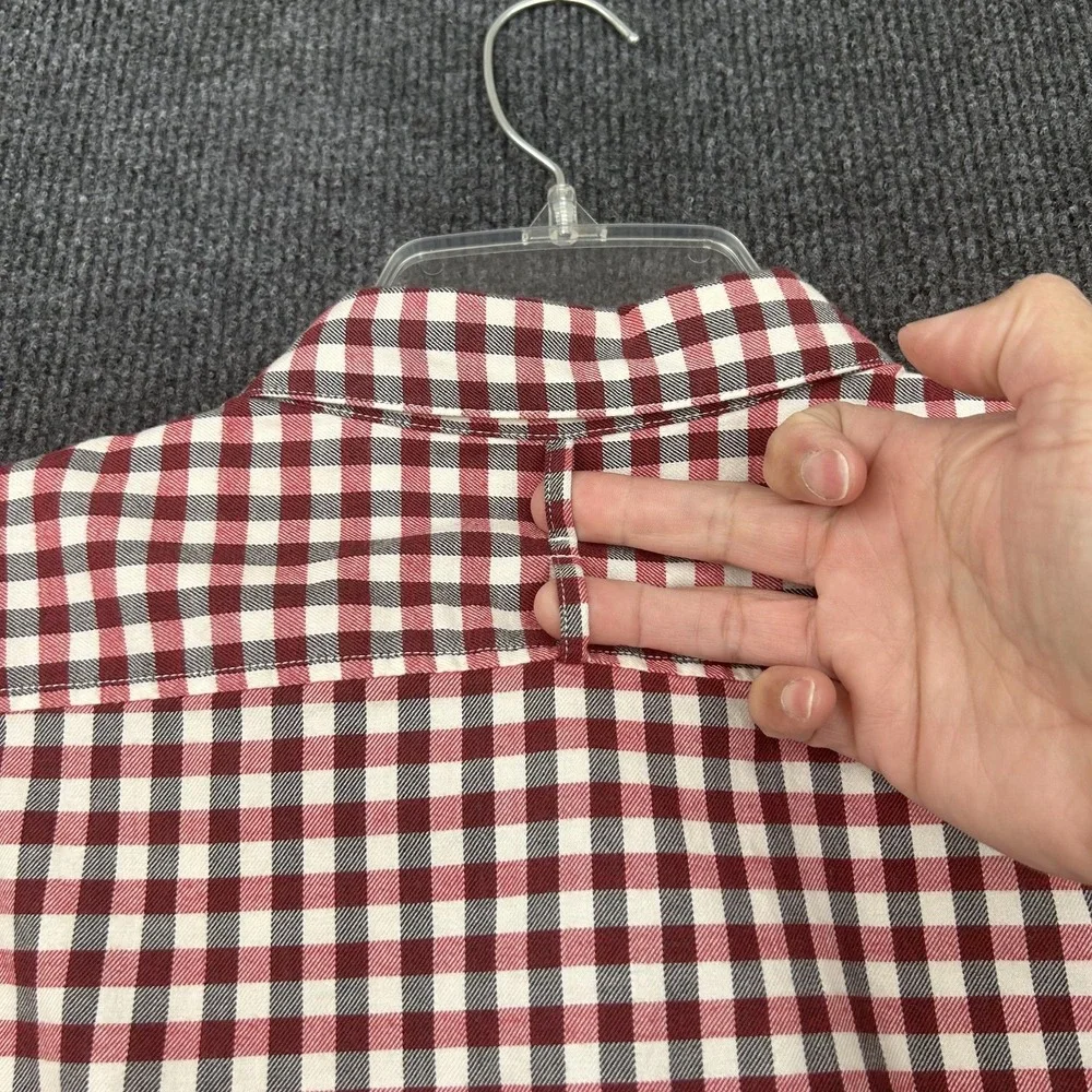 Banana Republic Button Down Shirt Mens L‎ Red Wht Blk Camden Fit Non-Iron Check
